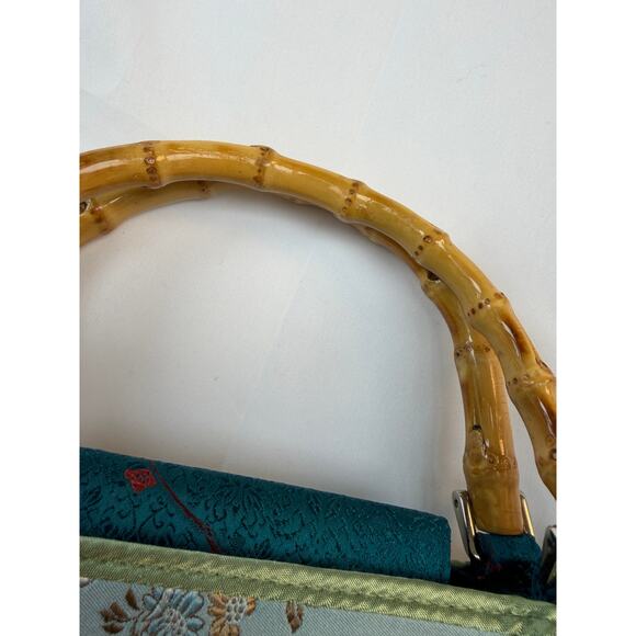 Yans NY Silk Brocade Bamboo Handle Handbag NWT Asian Inspo Vintage Style - Picture 3 of 9